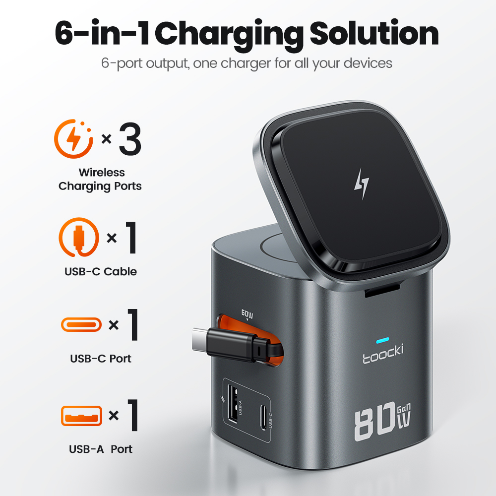 Toocki 80W 6-in-1 GaN Charging - Wireless Charger Watch 评论和价格